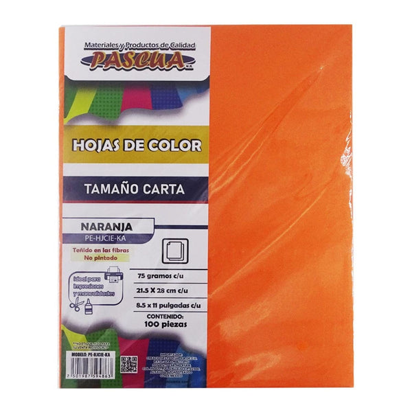 Pascua MEGAFUMI, S.A. DE C.V. HOJA DE COLOR CARTA C/100PZ PASCUA NARANJA