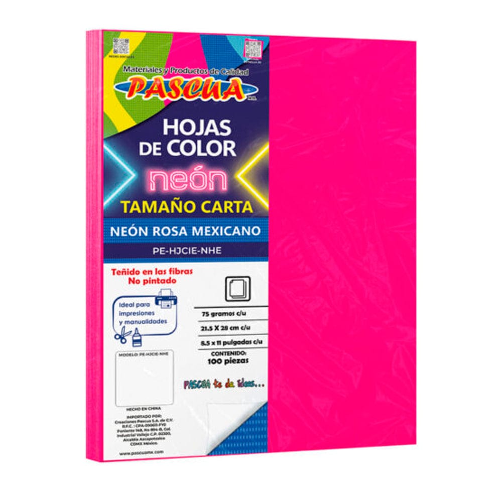 Pascua MEGAFUMI, S.A. DE C.V. HOJA DE COLOR CARTA C/100PZ PASCUA NEON ROSA MEXICANO