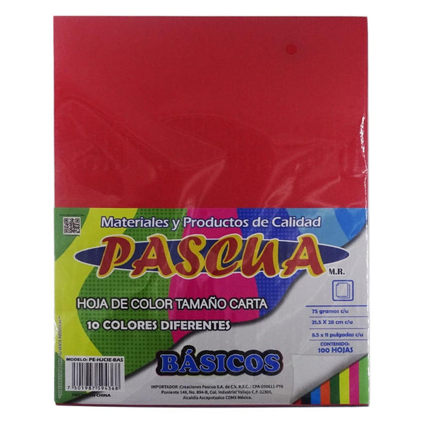 Pascua MEGAFUMI, S.A. DE C.V. HOJA DE COLOR CARTA C/100PZ PASCUA ROJO