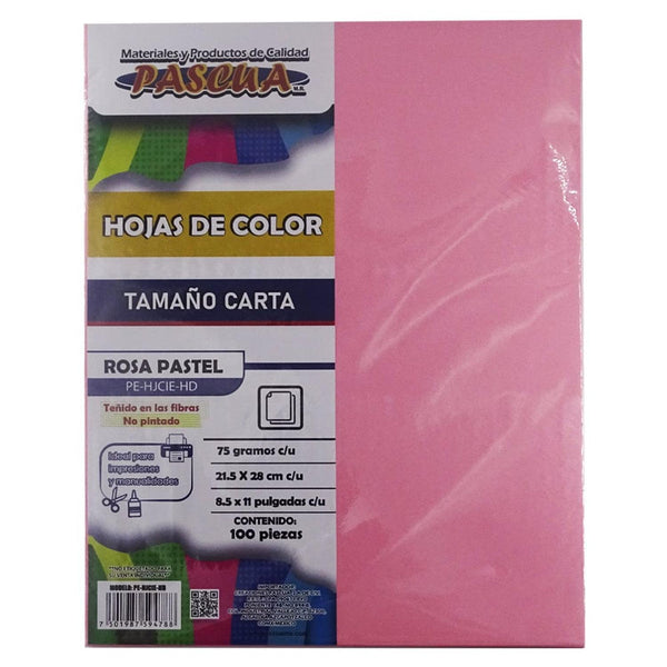 Pascua MEGAFUMI, S.A. DE C.V. HOJA DE COLOR CARTA C/100PZ PASCUA ROSA PASTEL