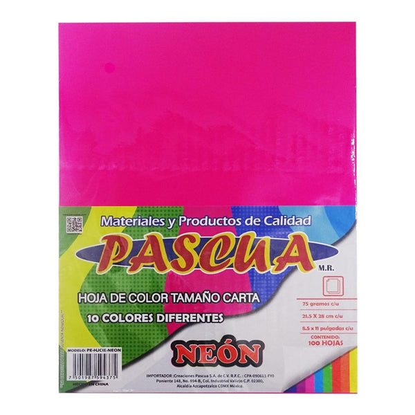 Pascua MEGAFUMI, S.A. DE C.V. HOJA DE COLOR CARTA C/100PZ PASCUA SURT. NEON