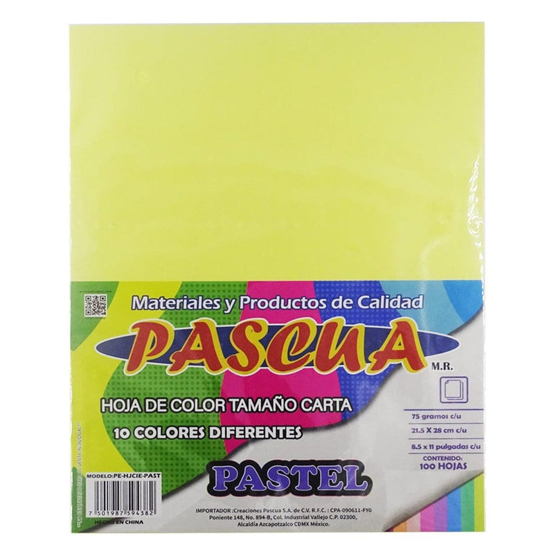 Pascua MEGAFUMI, S.A. DE C.V. HOJA DE COLOR CARTA C/100PZ PASCUA SURT. PASTEL