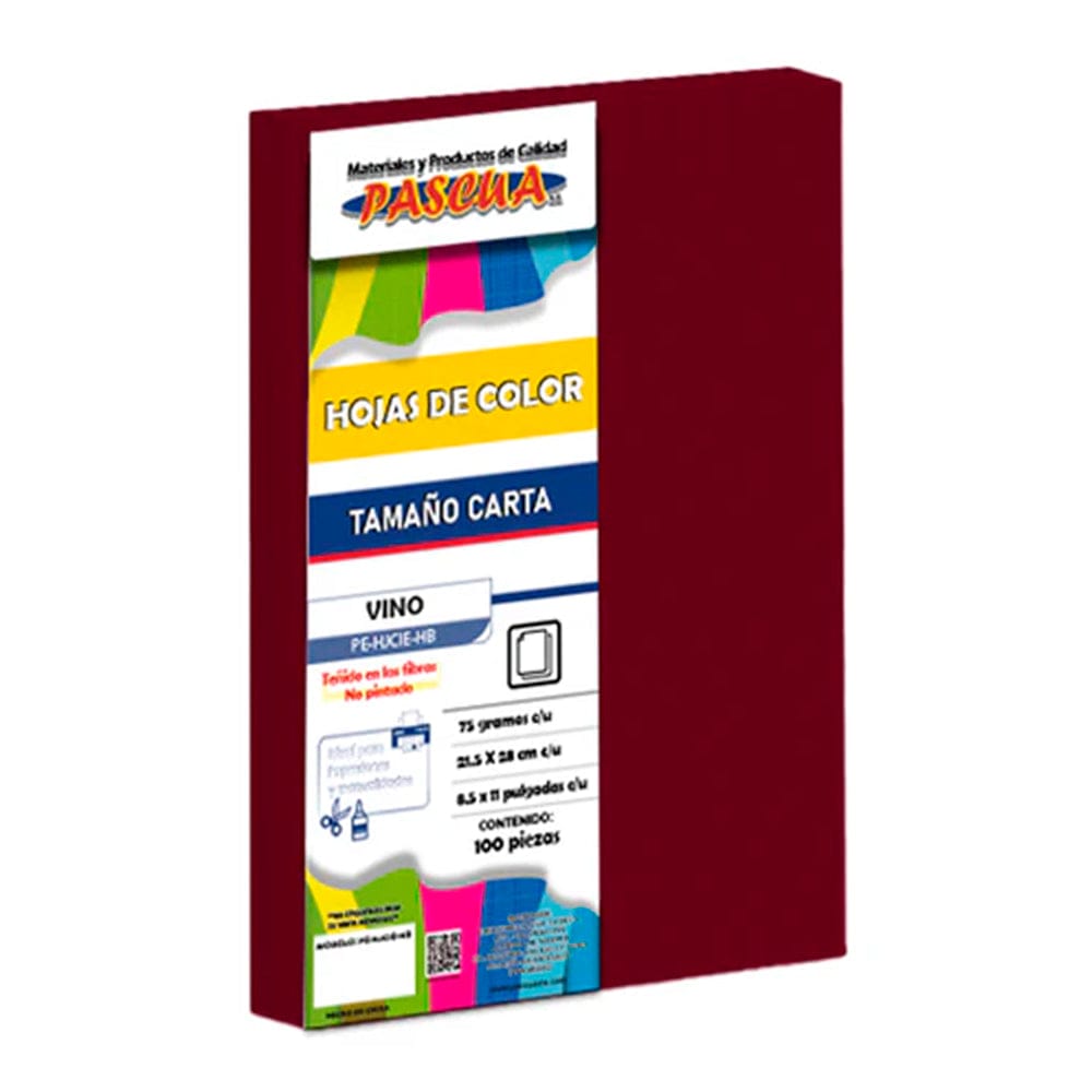Pascua MEGAFUMI, S.A. DE C.V. HOJA DE COLOR CARTA C/100PZ PASCUA VINO
