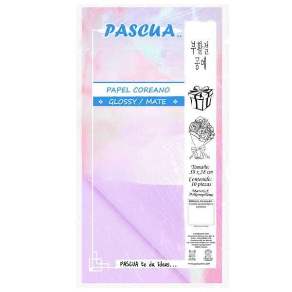 Pascua MEGAFUMI, S.A. DE C.V. LAVANDA PAPEL COREANO C/10PZ GLOSSY MATE