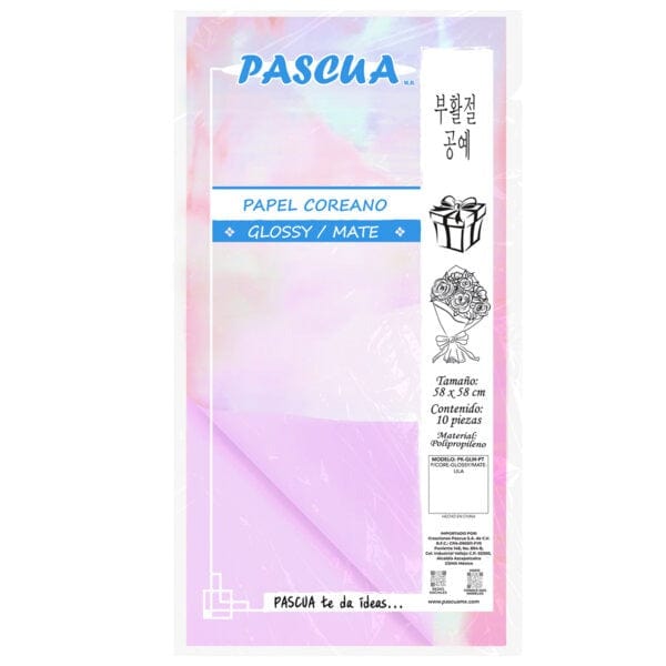 Pascua MEGAFUMI, S.A. DE C.V. LILA PAPEL COREANO C/10PZ GLOSSY MATE