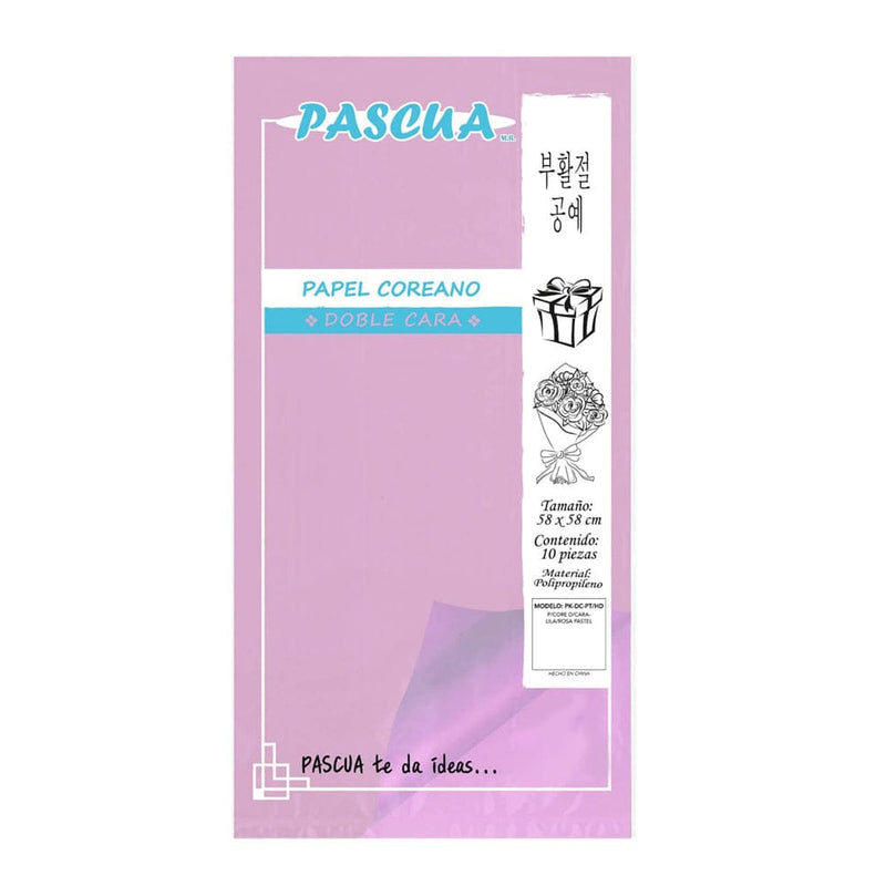 Pascua MEGAFUMI, S.A. DE C.V. LILA/ ROSA PASTEL PAPEL COREANO C/10PZ DOBLE CARA