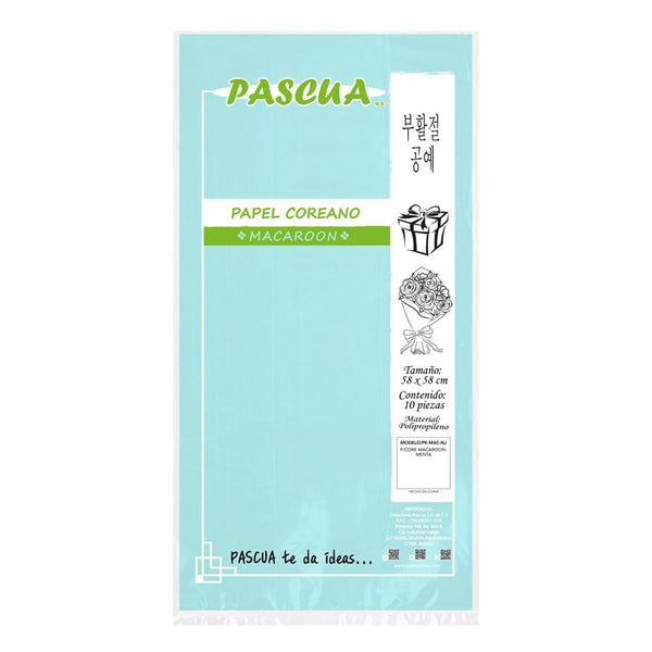 Pascua MEGAFUMI, S.A. DE C.V. MENTA PAPEL COREANO C/10PZ MACARRON