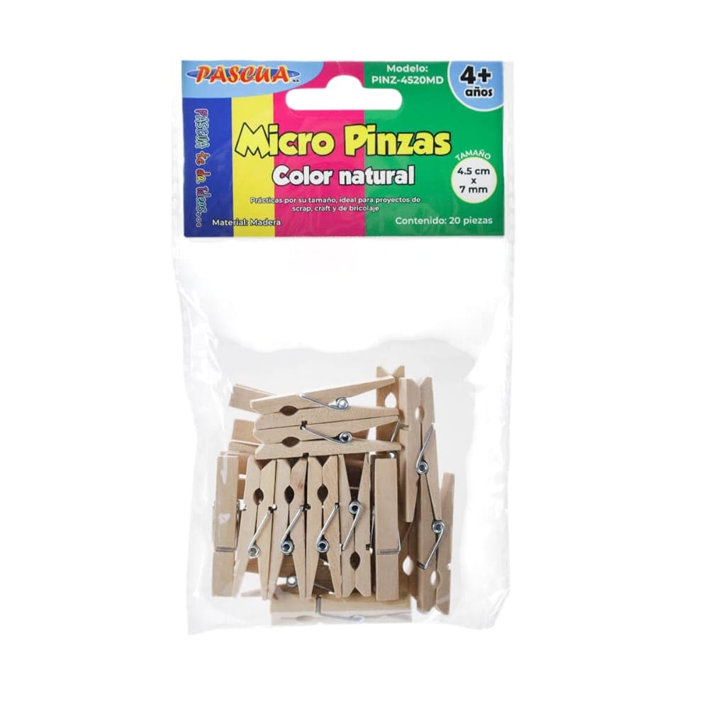 Pascua MEGAFUMI, S.A. DE C.V. MICRO PINZA DE MADERA PASCUA C/20PZ 4.5CM X 7MM