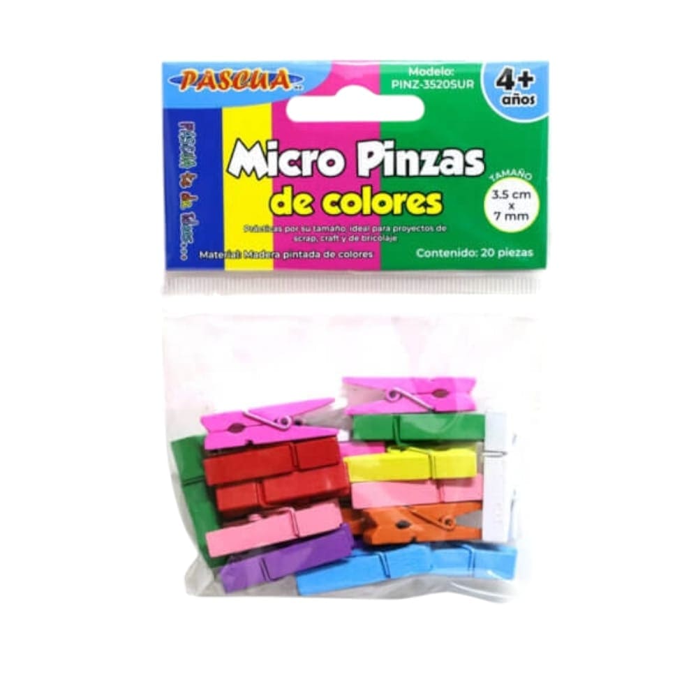Pascua MEGAFUMI, S.A. DE C.V. MICRO PINZA DE MADERA PASCUA SURT.COLORES C/20PZ