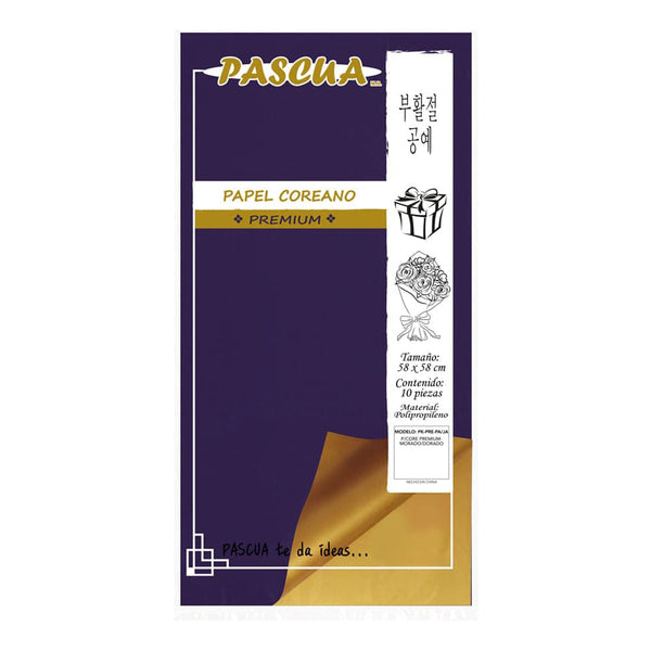 Pascua MEGAFUMI, S.A. DE C.V. MORADO/DORADO PAPEL COREANO C/10PZ PREMIUM