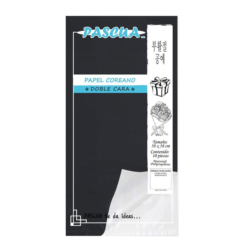 Pascua MEGAFUMI, S.A. DE C.V. NEGRO/BLANCO PAPEL COREANO C/10PZ DOBLE CARA