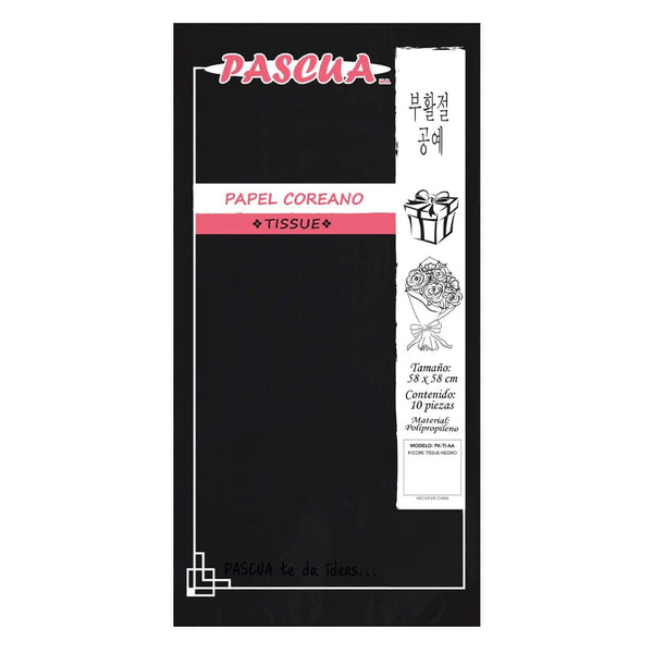 Pascua MEGAFUMI, S.A. DE C.V. NEGRO PAPEL COREANO C/10PZ TISSUE