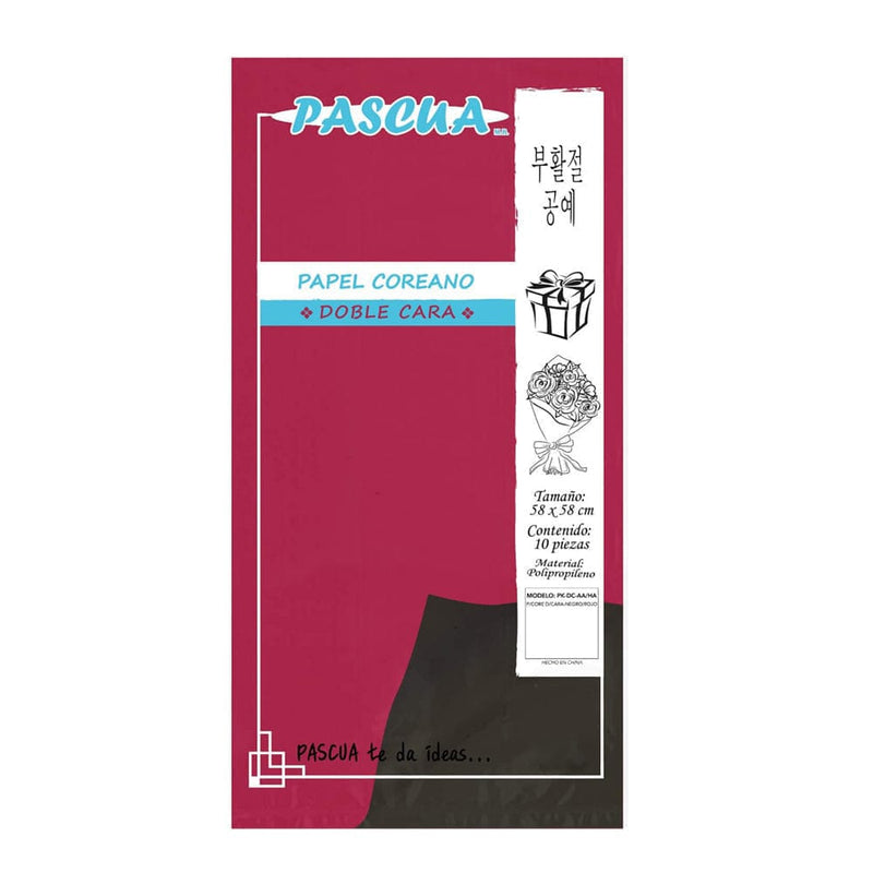 Pascua MEGAFUMI, S.A. DE C.V. NEGRO/ROJO PAPEL COREANO C/10PZ DOBLE CARA