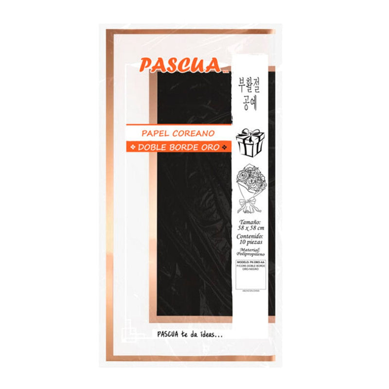 Pascua MEGAFUMI, S.A. DE C.V. PAPEL COREANO C/10PZ DOBLE BORDE COLORES A ELEGIR