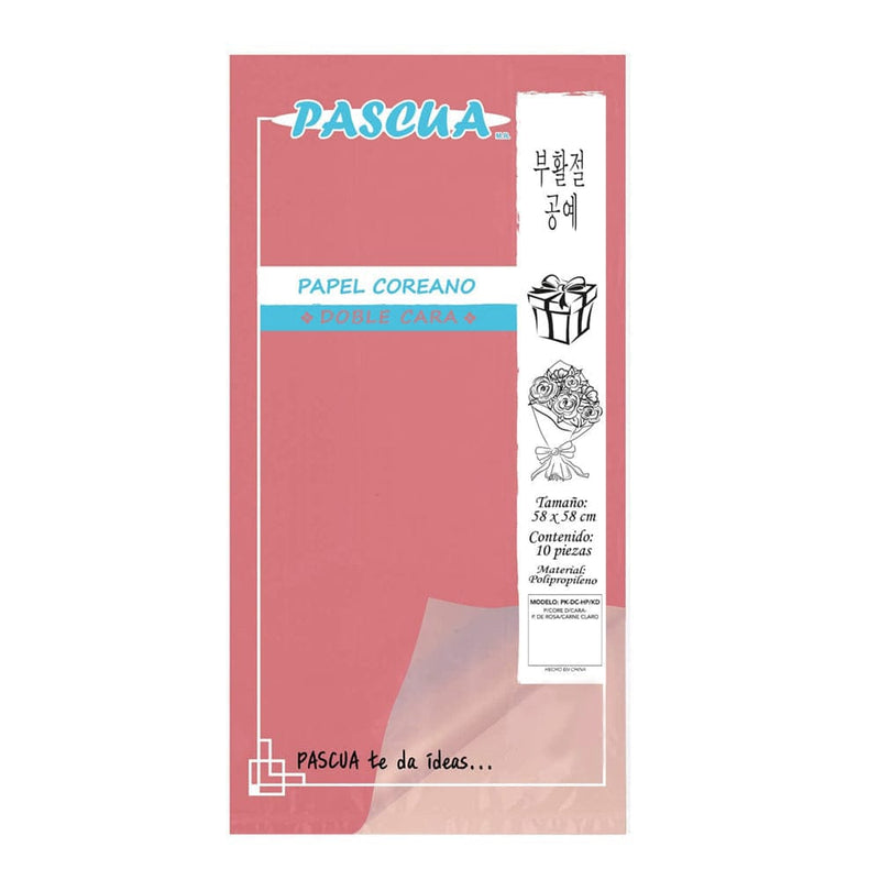 Pascua MEGAFUMI, S.A. DE C.V. PALO DE ROSA/CARNE CLARO PAPEL COREANO C/10PZ DOBLE CARA