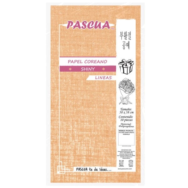 Pascua MEGAFUMI, S.A. DE C.V. PAPEL COREANO C/10PZ SHINY LINEAS NARANJA