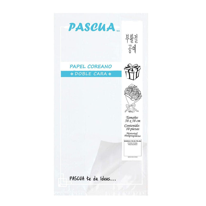 Pascua MEGAFUMI, S.A. DE C.V. PERLA/BLANCO PAPEL COREANO C/10PZ DOBLE CARA