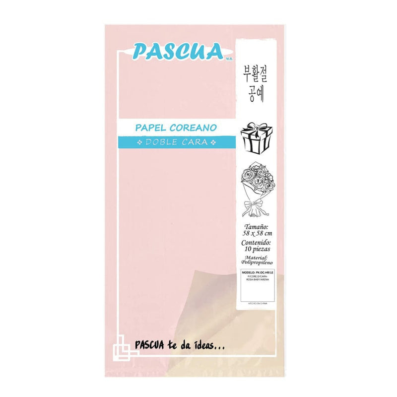 Pascua MEGAFUMI, S.A. DE C.V. ROSA BABY/ARENA PAPEL COREANO C/10PZ DOBLE CARA