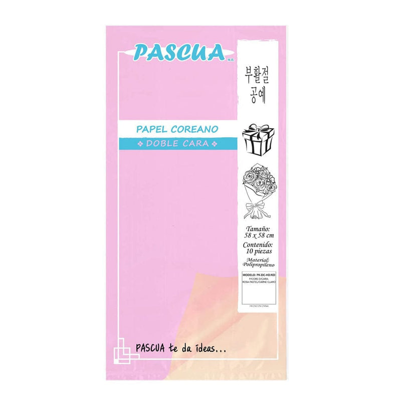 Pascua MEGAFUMI, S.A. DE C.V. ROSA PASTEL/CARNE CLARO PAPEL COREANO C/10PZ DOBLE CARA