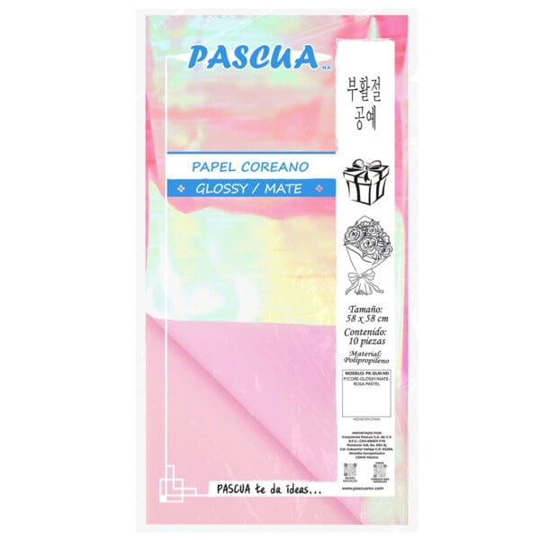 Pascua MEGAFUMI, S.A. DE C.V. ROSA PASTEL PAPEL COREANO C/10PZ GLOSSY MATE