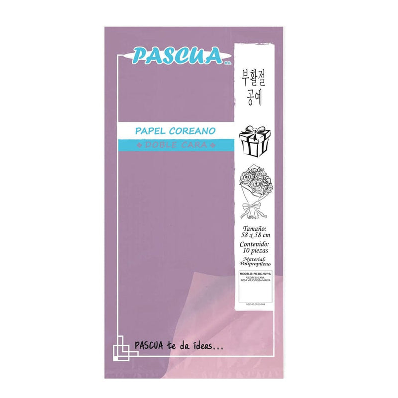 Pascua MEGAFUMI, S.A. DE C.V. ROSA VIEJO/ROSA MALVA PAPEL COREANO C/10PZ DOBLE CARA