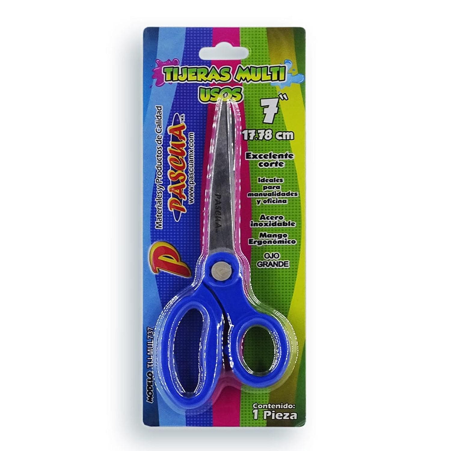 Pascua MEGAFUMI, S.A. DE C.V. TIJERA PASCUA 7" MULTIUSOS MANGO AZUL