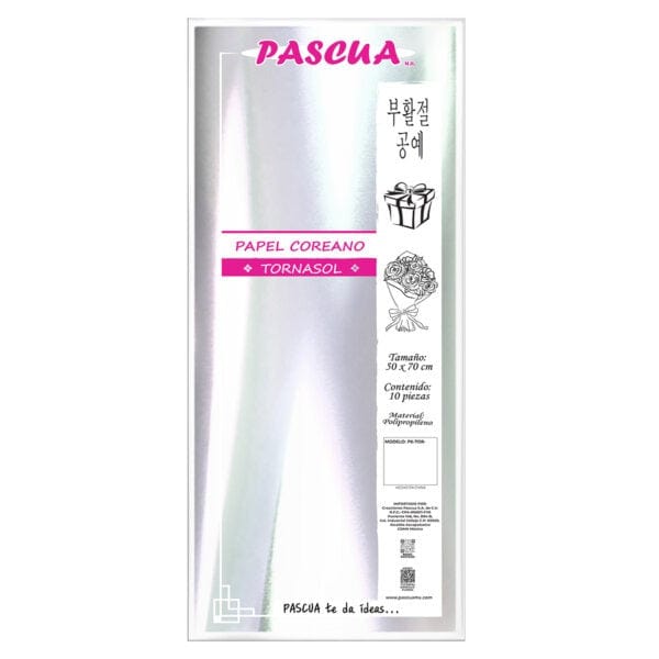 Pascua MEGAFUMI, S.A. DE C.V. TRANSPARENTE PLATA PAPEL COREANO C/10PZ TORNASOL