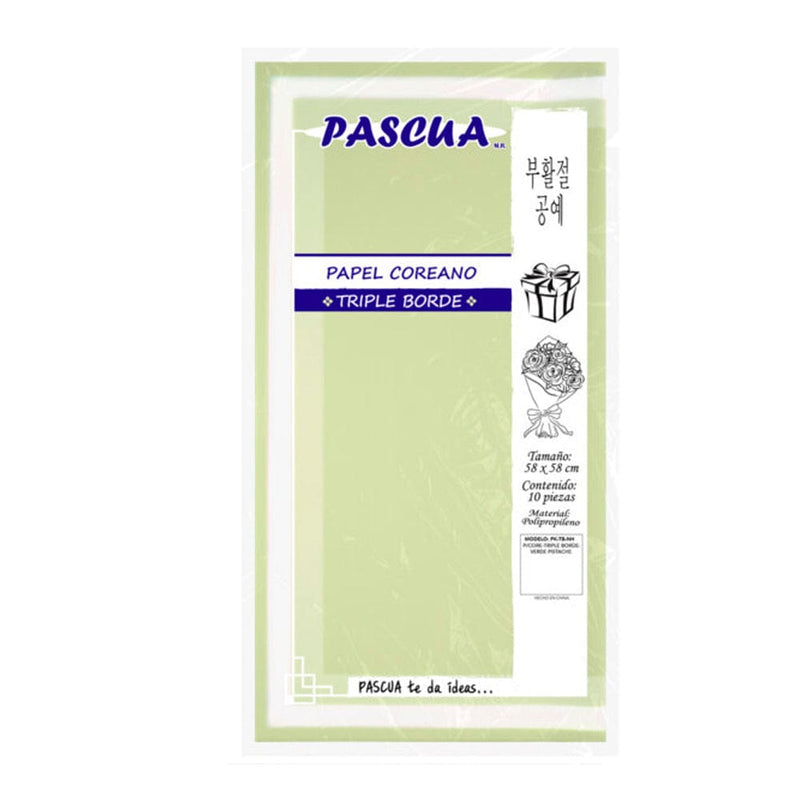 Pascua MEGAFUMI, S.A. DE C.V. PAPEL COREANO C/10PZ TRIPLE BORDE COLORES A ELEGIR