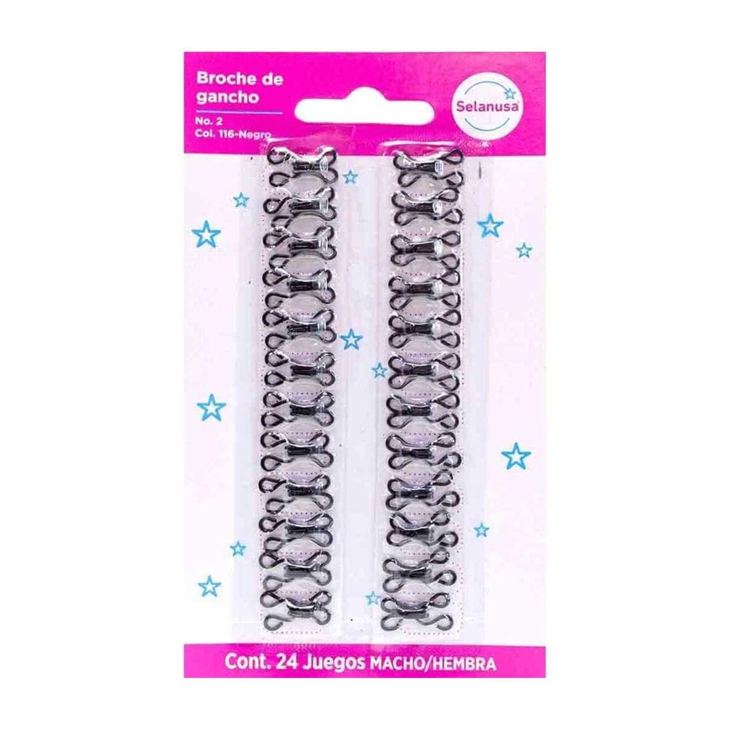 Pascua SEDERIA LA NUEVA, S.A. DE C.V. BROCHE DE GANCHO SELANUSA C/24 JUEGOS #2 NEGRO