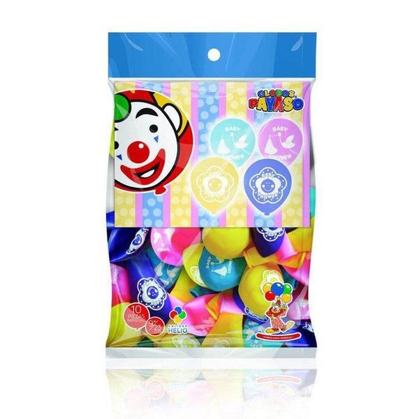 Payaso FABRICAS SELECTAS DEL CENTRO, S.A. DE C.V. BOLSA C/10 GLOBOS PAYASO IMPRESO #9 BABY SHOWER