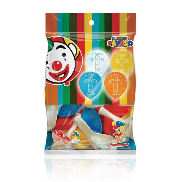 Payaso FABRICAS SELECTAS DEL CENTRO, S.A. DE C.V. BOLSA C/10 GLOBOS PAYASO IMPRESO #9 PRIM COMUNION