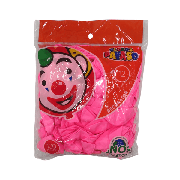 Payaso FABRICAS SELECTAS DEL CENTRO, S.A. DE C.V. BOLSA C/100 GLOBOS PAYASO DEC. #12 ROSA BEBE