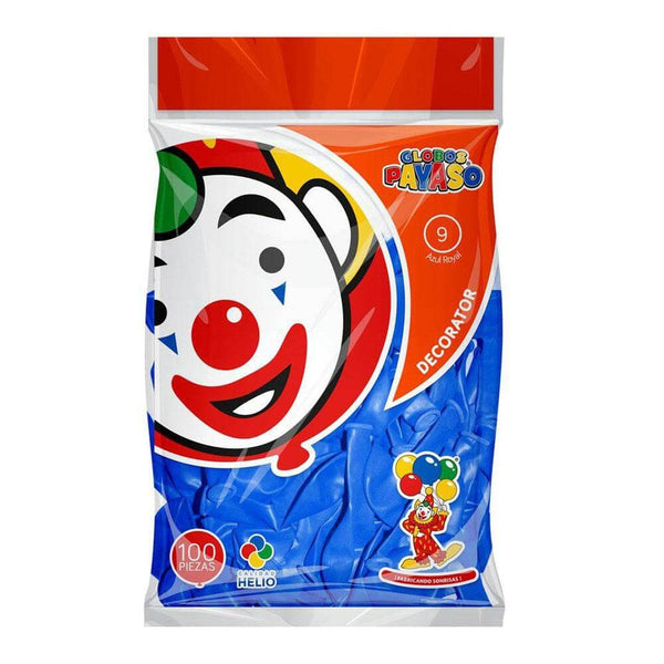 Payaso FABRICAS SELECTAS DEL CENTRO, S.A. DE C.V. BOLSA C/100 GLOBOS PAYASO DEC. #9 AZUL ROYAL