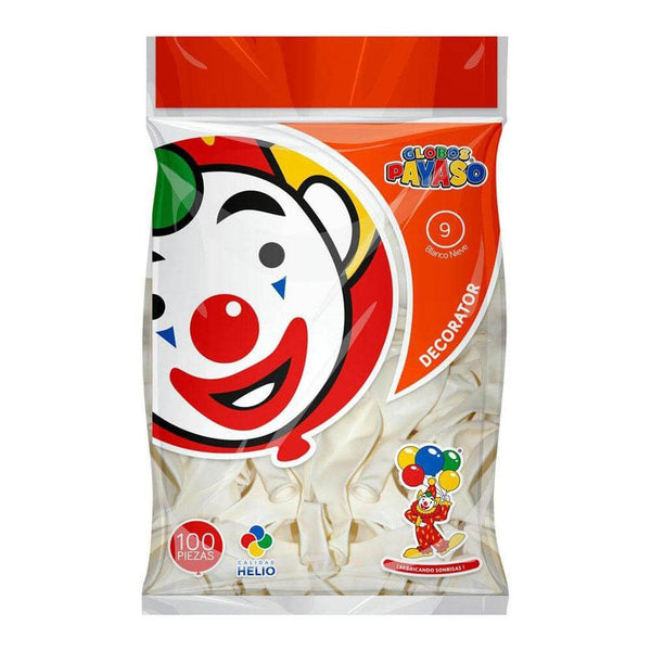 Payaso FABRICAS SELECTAS DEL CENTRO, S.A. DE C.V. BOLSA C/100 GLOBOS PAYASO DEC. #9 BLANCO NIEVE