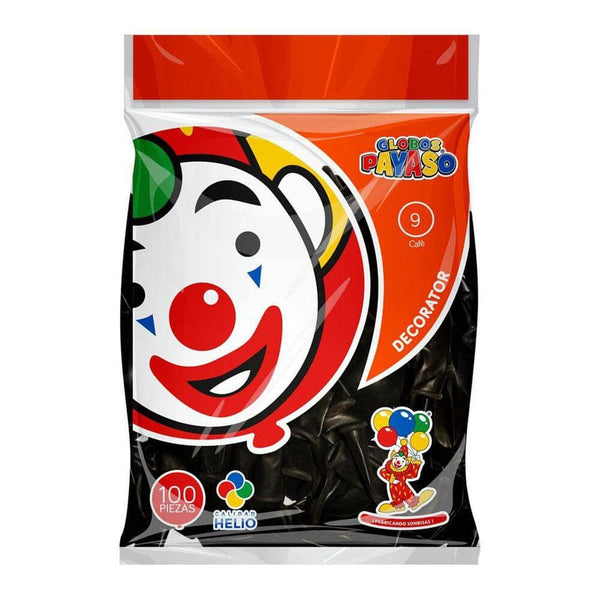 Payaso FABRICAS SELECTAS DEL CENTRO, S.A. DE C.V. BOLSA C/100 GLOBOS PAYASO DEC. #9 CAFE