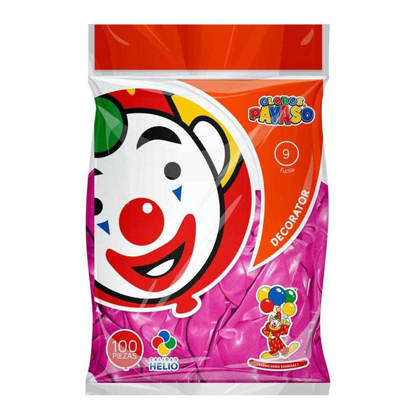 Payaso FABRICAS SELECTAS DEL CENTRO, S.A. DE C.V. BOLSA C/100 GLOBOS PAYASO DEC. #9 FUSHIA