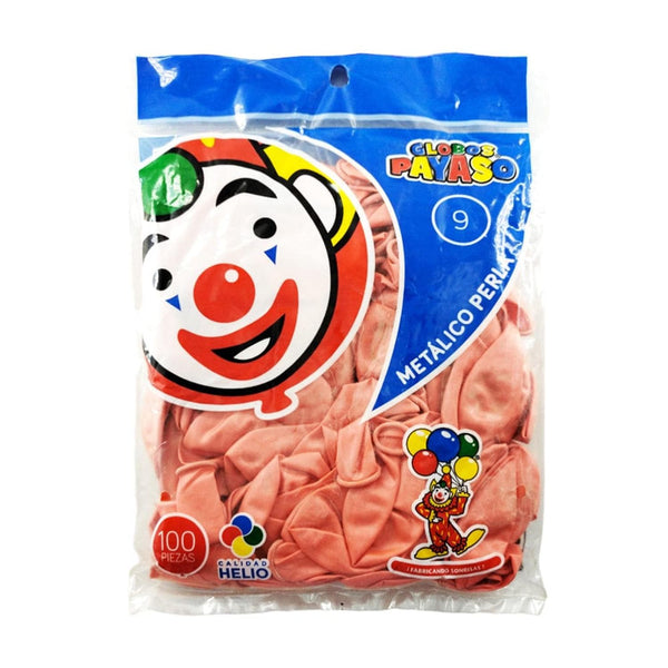 Payaso FABRICAS SELECTAS DEL CENTRO, S.A. DE C.V. BOLSA C/100 GLOBOS PAYASO METALICO #9 PERLA SALMON