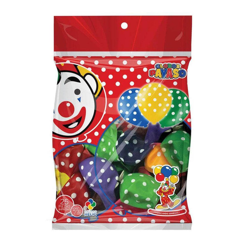 Payaso FABRICAS SELECTAS DEL CENTRO, S.A. DE C.V. BOLSA C/25 GLOBOS IMPRESO 5 CARAS