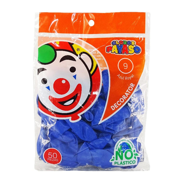 Payaso FABRICAS SELECTAS DEL CENTRO, S.A. DE C.V. BOLSA C/50 GLOBOS PAYASO #9 AZUL ROYAL