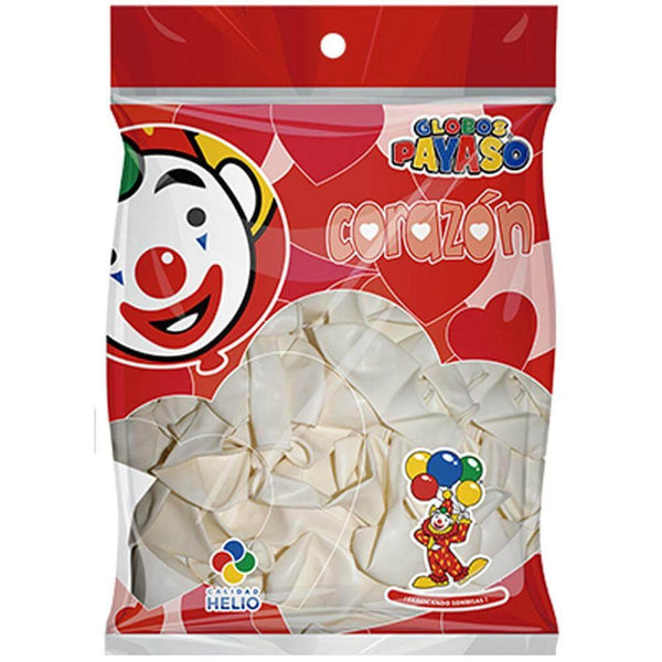 Payaso FABRICAS SELECTAS DEL CENTRO, S.A. DE C.V. BOLSA C/50 GLOBOS PAYASO CORAZON BLANCO