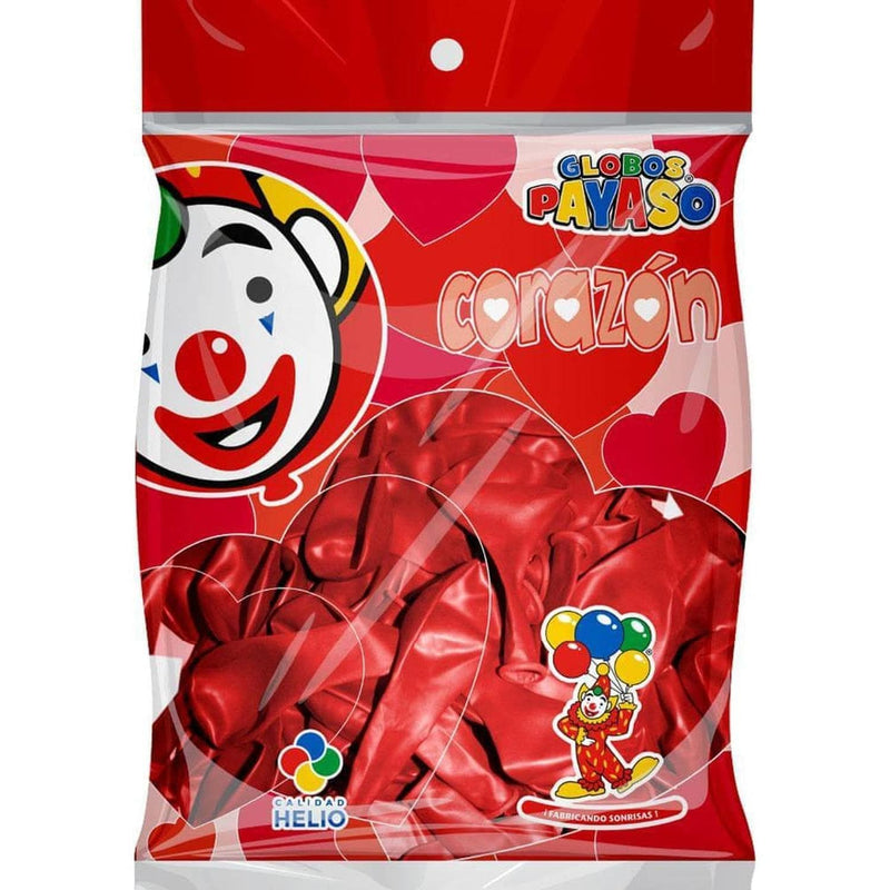 Payaso FABRICAS SELECTAS DEL CENTRO, S.A. DE C.V. BOLSA C/50 GLOBOS PAYASO CORAZON ROJO CEREZA