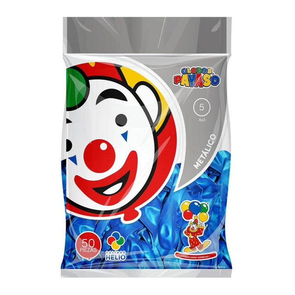 Payaso FABRICAS SELECTAS DEL CENTRO, S.A. DE C.V. BOLSA C/50 GLOBOS PAYASO METALICO #9 AZUL