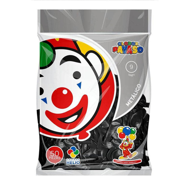 Payaso FABRICAS SELECTAS DEL CENTRO, S.A. DE C.V. BOLSA C/50 GLOBOS PAYASO METALICO #9 NEGRO