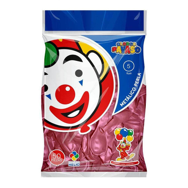 Payaso FABRICAS SELECTAS DEL CENTRO, S.A. DE C.V. BOLSA C/50 GLOBOS PAYASO METALICO #9 PERLA ROSA