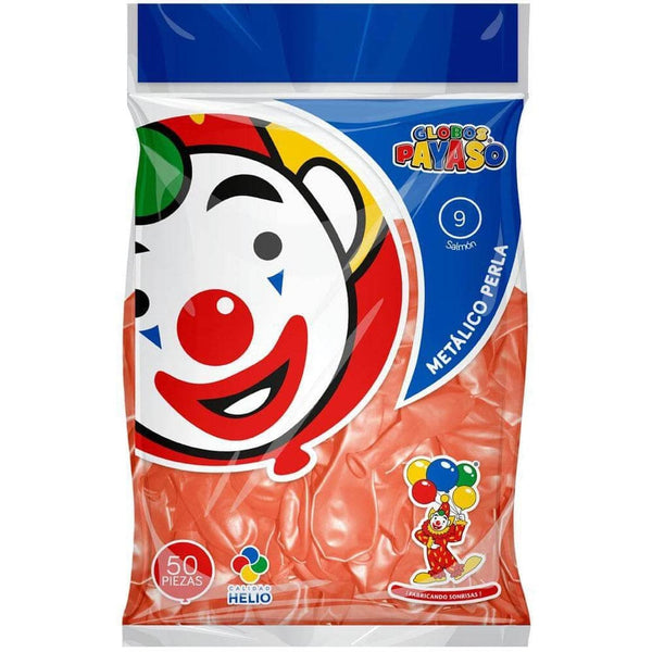 Payaso FABRICAS SELECTAS DEL CENTRO, S.A. DE C.V. BOLSA C/50 GLOBOS PAYASO METALICO #9 PERLA SALMON