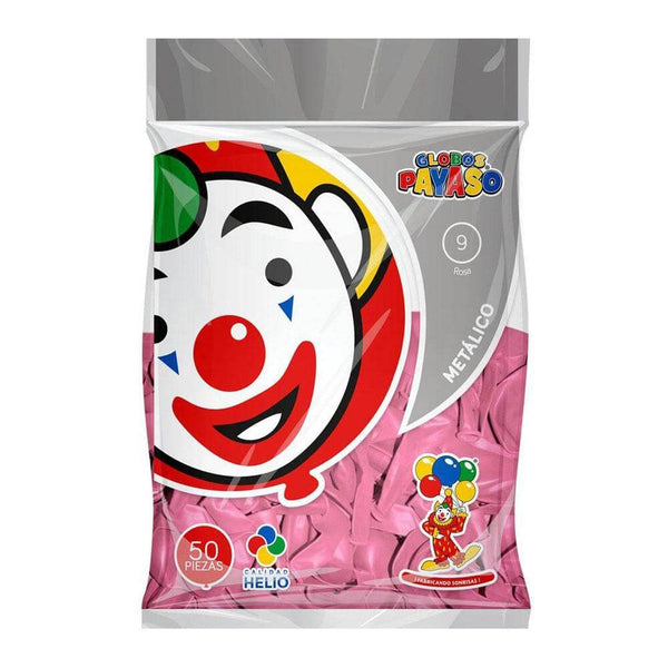 Payaso FABRICAS SELECTAS DEL CENTRO, S.A. DE C.V. BOLSA C/50 GLOBOS PAYASO METALICO #9 ROSA