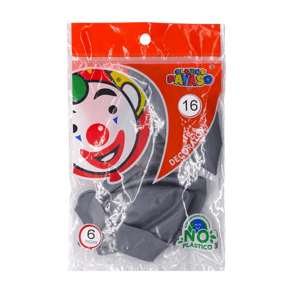 Payaso FABRICAS SELECTAS DEL CENTRO, S.A. DE C.V. BOLSA C/6 GLOBOS PAYASO #16 GRIS