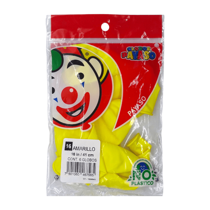 Payaso FABRICAS SELECTAS DEL CENTRO, S.A. DE C.V. BOLSA C/6 GLOBOS PAYASO