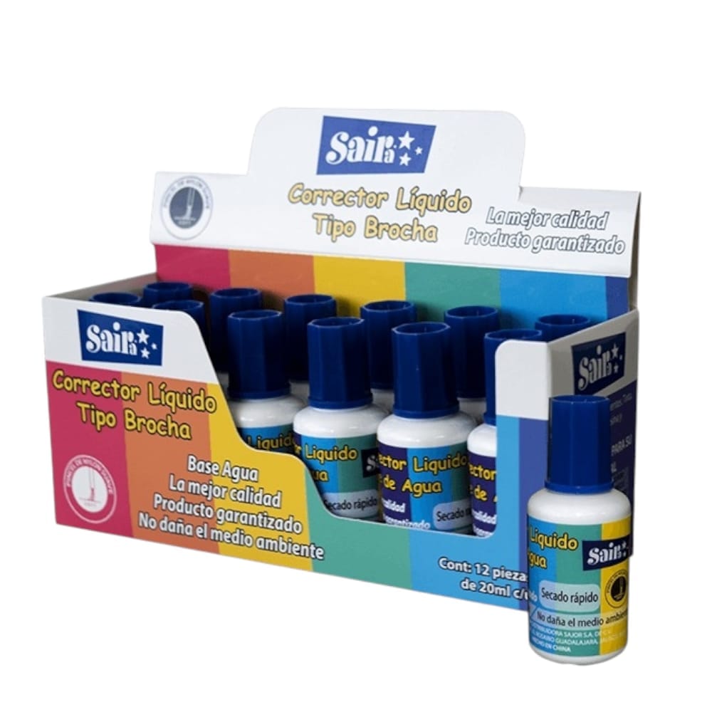 Saira DISTRIBUIDORA SAJOR, S.A. DE C.V. CORRECTOR LIQUIDO SAIRA T/BROCHA 20ML C/12PZ
