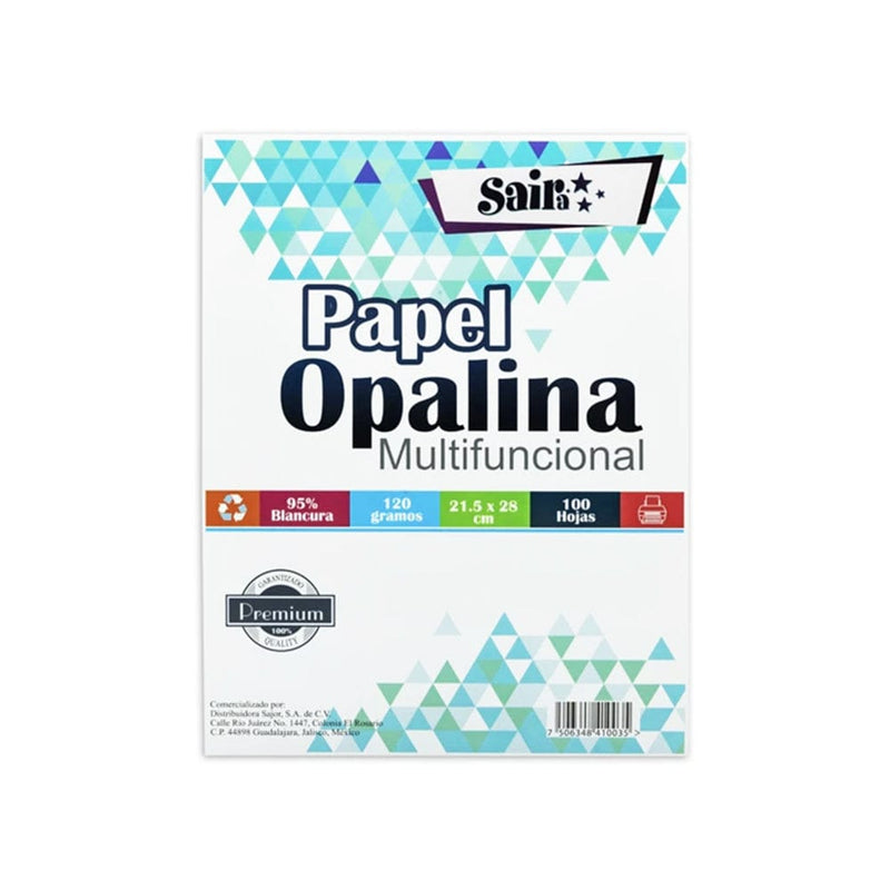 Sajor DISTRIBUIDORA SAJOR, S.A. DE C.V. PAPEL OPALINA CARTA C/100PZ BLANCA